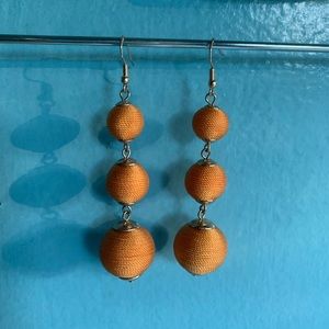 gold thread ball drop earrings